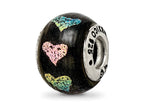 Reflections 925 Sterling Silver Pink/Purple Hearts Dichroic Glass Bead 12 x 9 mm.