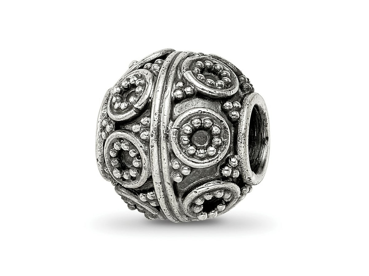 Reflections 925 Sterling Silver Hand Made Decorative Bali Bead 10 x 10 mm.