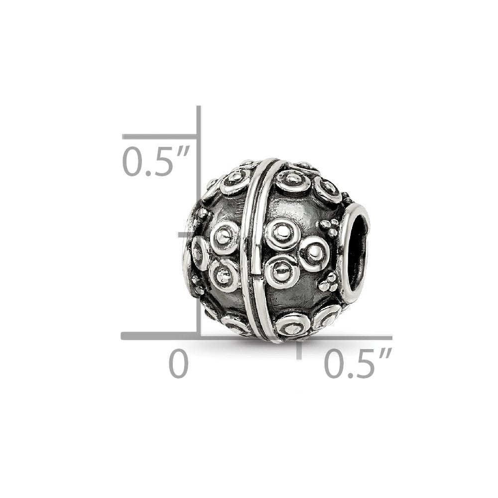 Reflections 925 Sterling Silver Hand Made Decorative Bali Bead 10 x 10 mm.