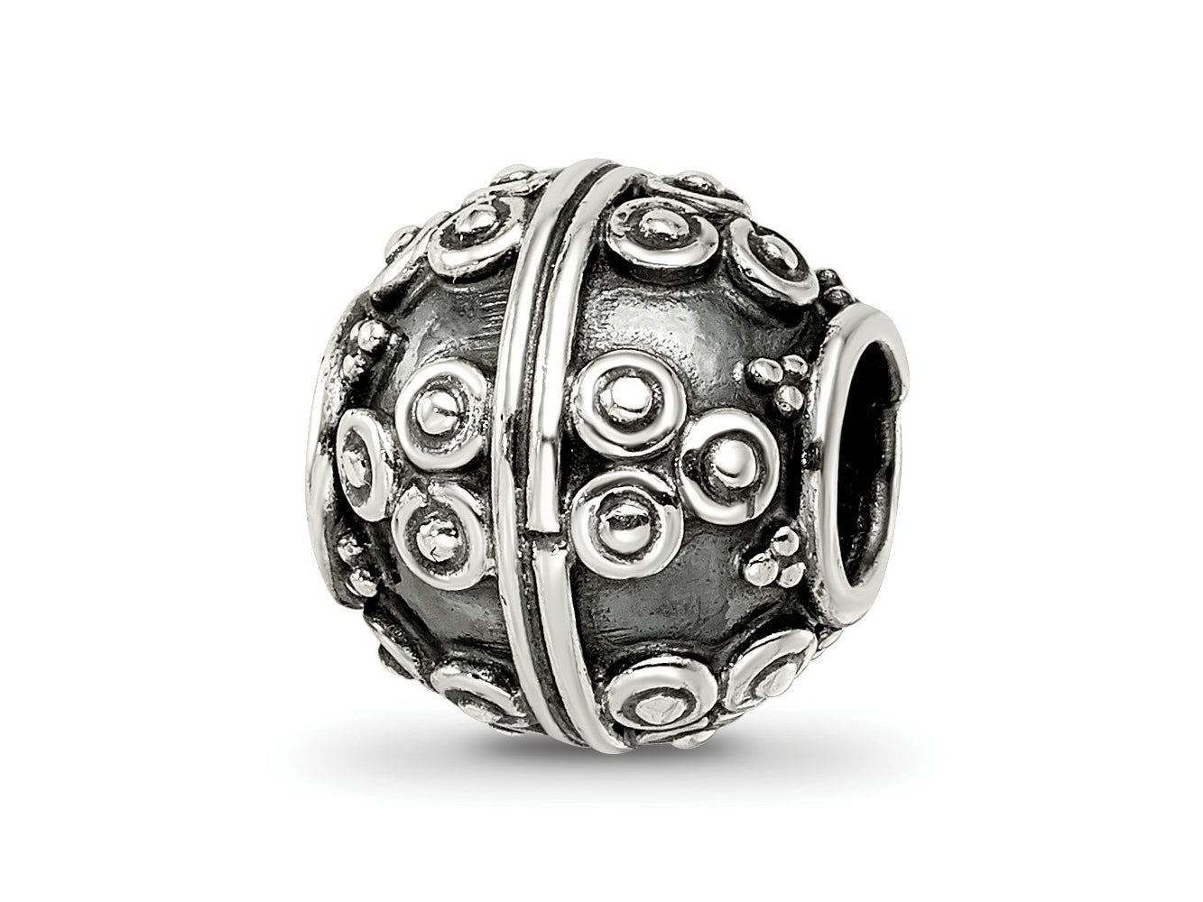 Reflections 925 Sterling Silver Hand Made Decorative Bali Bead 10 x 10 mm.