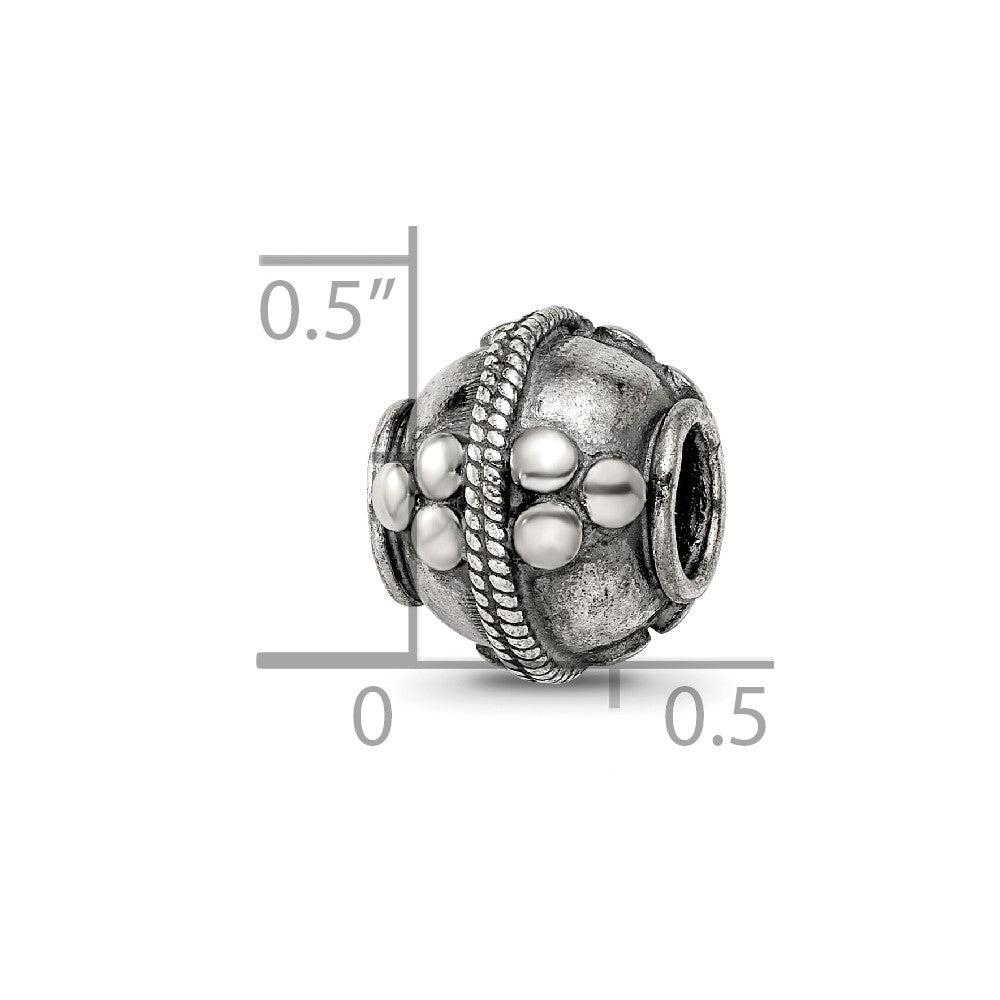 Reflections 925 Sterling Silver Hand Made Decorative Bali Bead 10 x 10 mm.