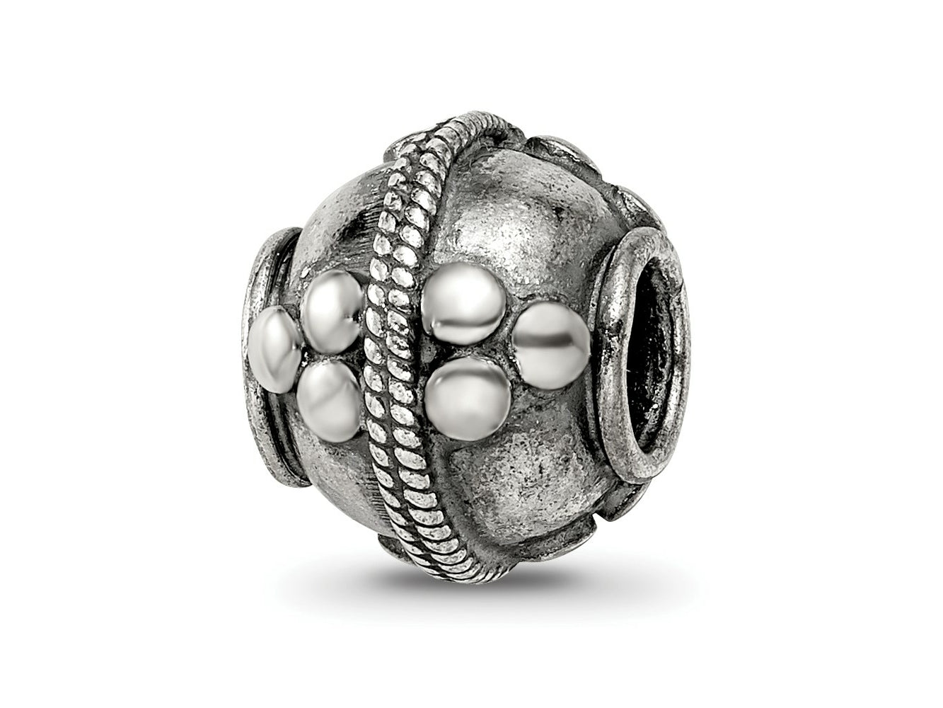 Reflections 925 Sterling Silver Hand Made Decorative Bali Bead 10 x 10 mm.