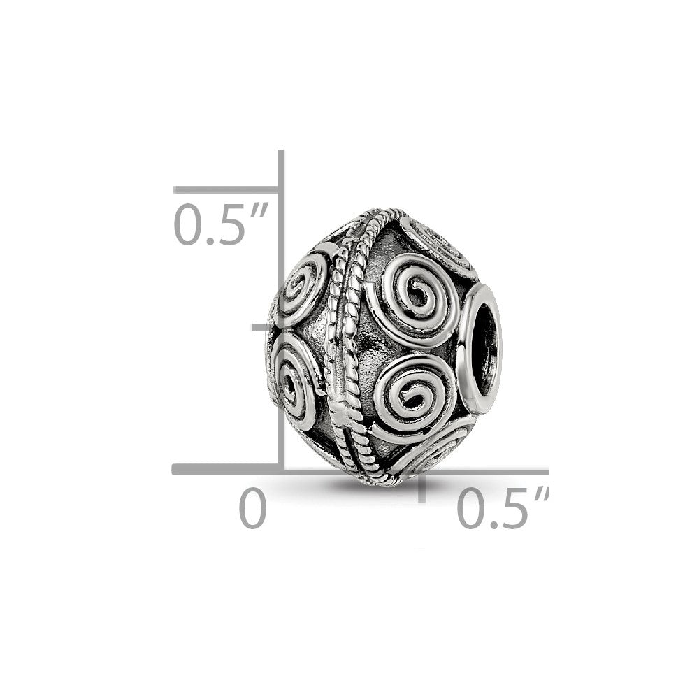 Reflections 925 Sterling Silver Hand Made Decorative Bali Bead 10 x 10 mm.