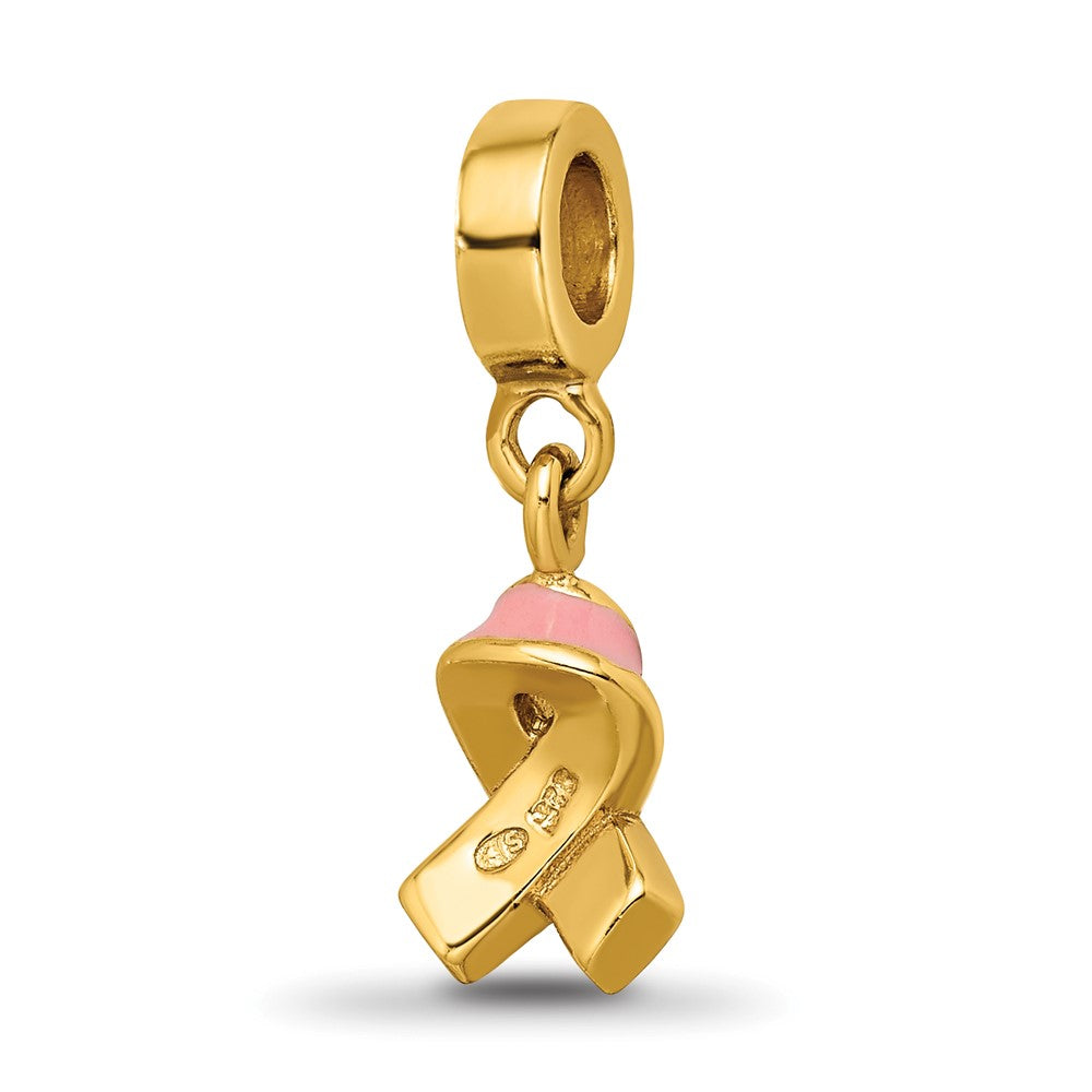 Reflections Gold Plated Silver GP Enameled Awareness Dangle Bead 10 x 2 mm.