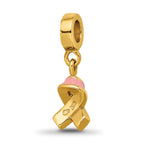 Reflections Gold Plated Silver GP Enameled Awareness Dangle Bead 10 x 2 mm.