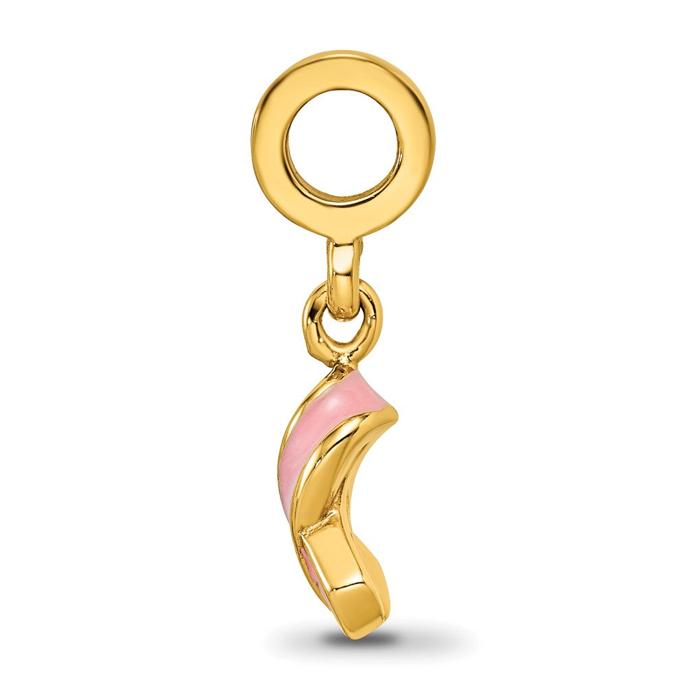 Reflections Gold Plated Silver GP Enameled Awareness Dangle Bead 10 x 2 mm.