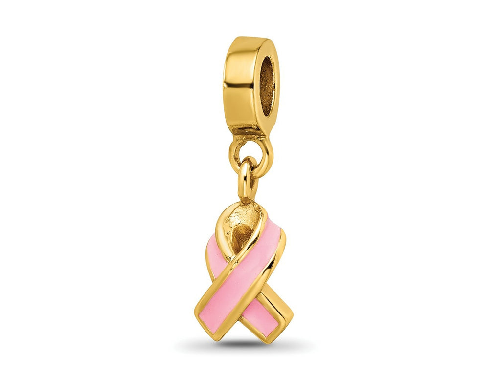 Reflections Gold Plated Silver GP Enameled Awareness Dangle Bead 10 x 2 mm.