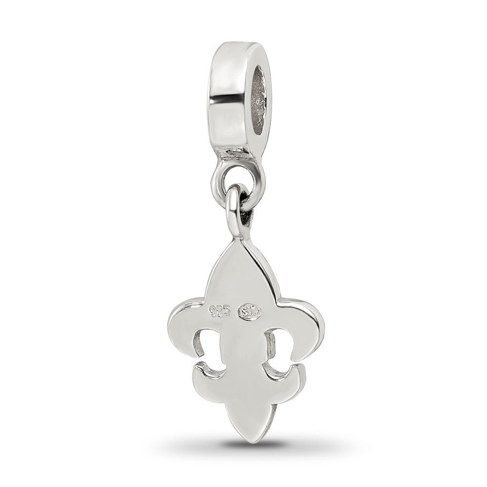 Reflections 925 Sterling Silver Red Preciosa Crystal Fleur De Lis Dangle Bead 22 x 9 mm.