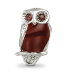 Reflections 925 Sterling Silver Brown Enameled Wise Owl Bead 13 x 8 mm.