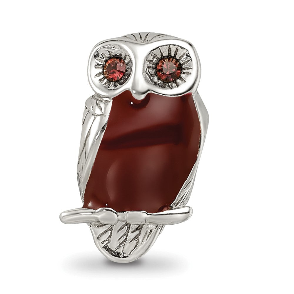 Reflections 925 Sterling Silver Brown Enameled Wise Owl Bead 13 x 8 mm.