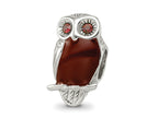 Reflections 925 Sterling Silver Brown Enameled Wise Owl Bead 13 x 8 mm.