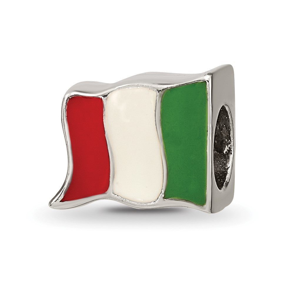 Reflections 925 Sterling Silver Enameled Mexico Flag Bead 7 x 10 mm.