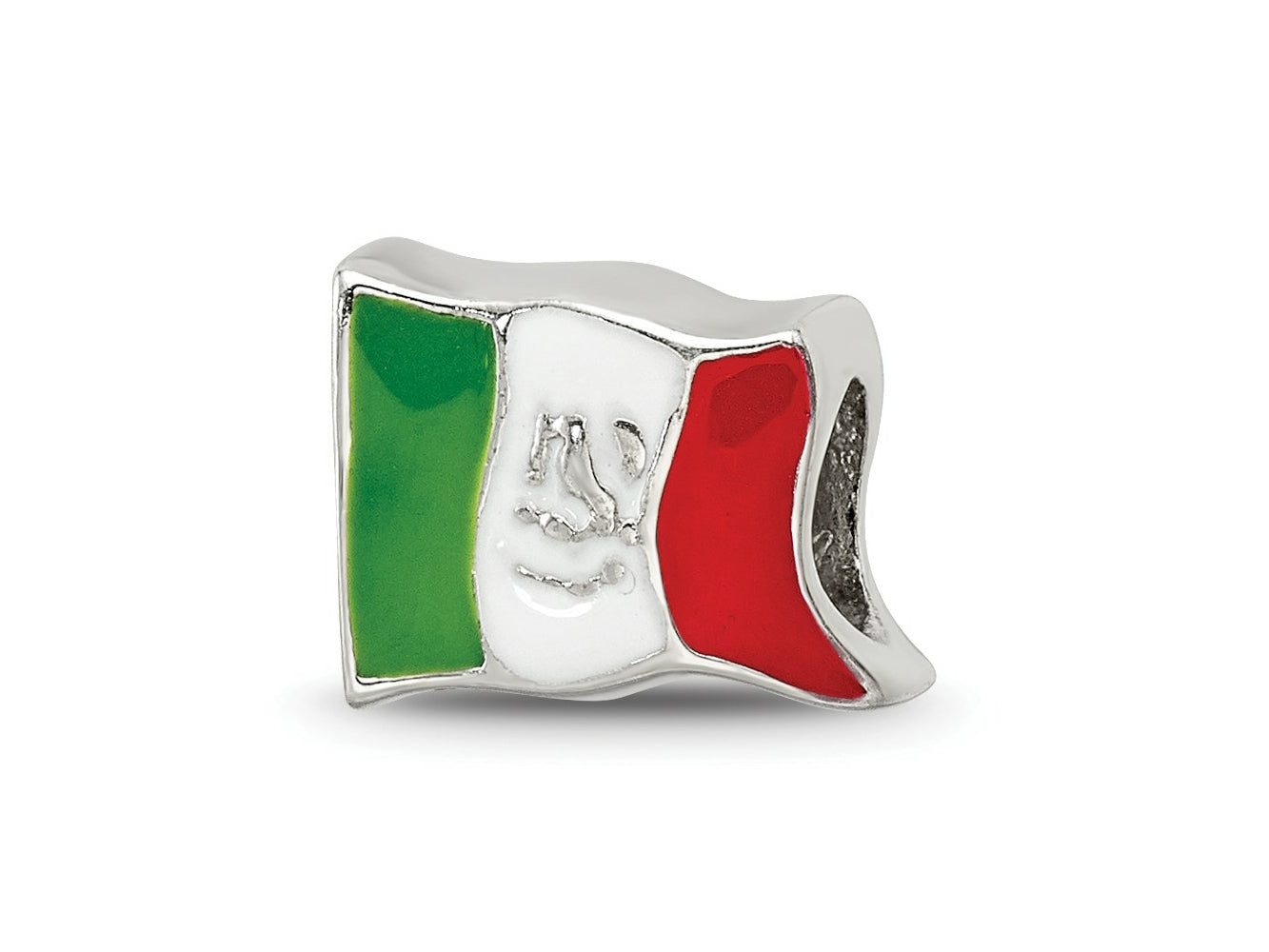 Reflections 925 Sterling Silver Enameled Mexico Flag Bead 7 x 10 mm.