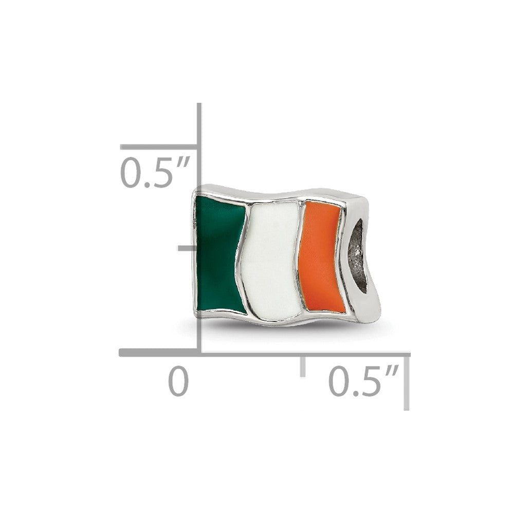Reflections 925 Sterling Silver Enameled Ireland Flag Bead 7 x 10 mm.