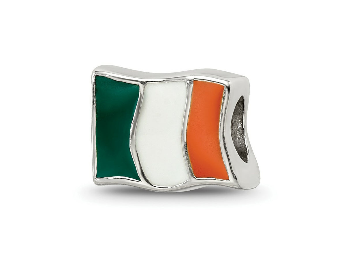 Reflections 925 Sterling Silver Enameled Ireland Flag Bead 7 x 10 mm.