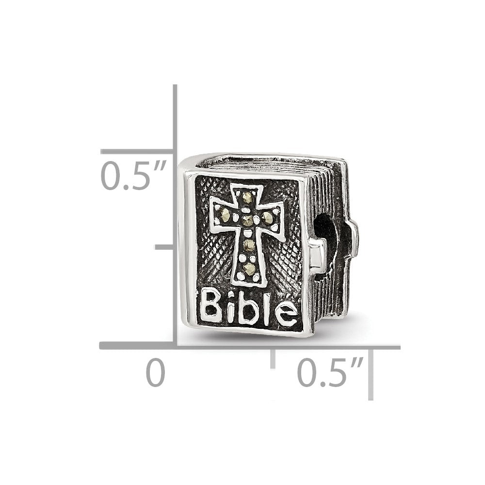 Reflections 925 Sterling Silver Marcasite Cross Bible Bead 10 x 10 mm.