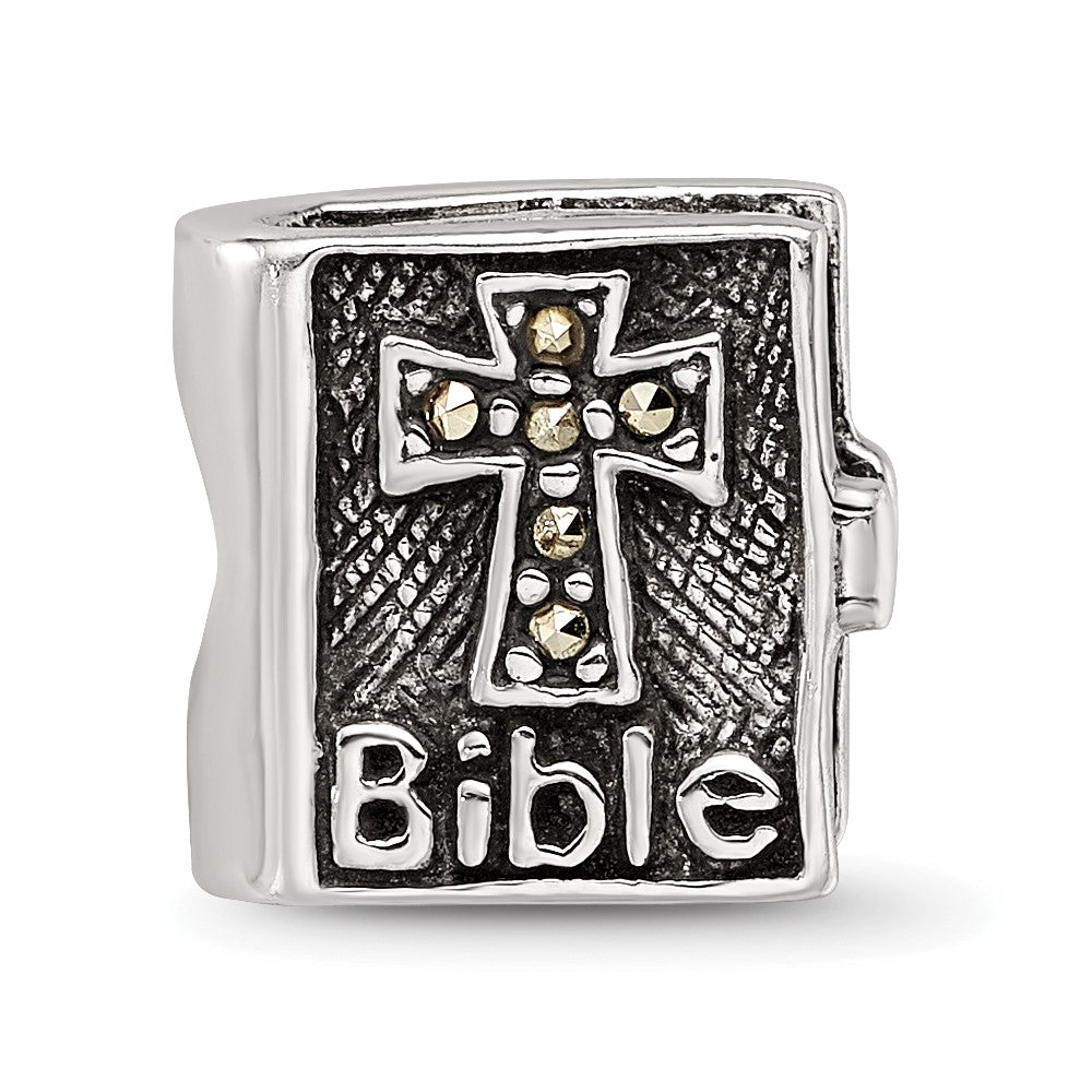 Reflections 925 Sterling Silver Marcasite Cross Bible Bead 10 x 10 mm.