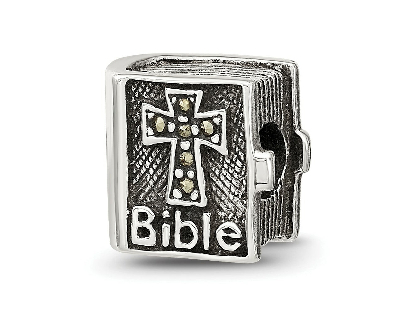 Reflections 925 Sterling Silver Marcasite Cross Bible Bead 10 x 10 mm.