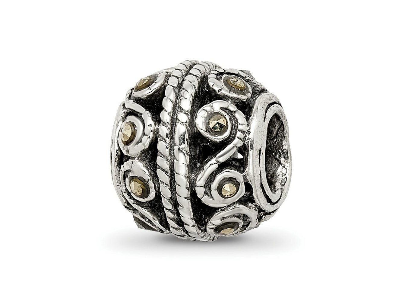 Reflections 925 Sterling Silver Marcasite Bali Bead 10 x 9 mm.