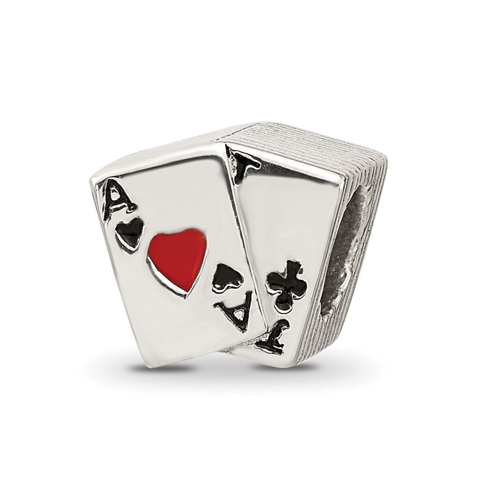 Reflections 925 Sterling Silver Enameled Blackjack Bead 7 x 8 mm.