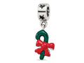 Reflections 925 Sterling Silver Green Enameled Candycane Dangle Bead 21 x 9 mm.