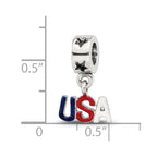 Reflections 925 Sterling Silver Enameled USA Dangle Bead 15 x 8 mm.