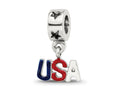 Reflections 925 Sterling Silver Enameled USA Dangle Bead 15 x 8 mm.