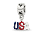 Reflections 925 Sterling Silver Enameled USA Dangle Bead 15 x 8 mm.