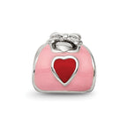 Reflections 925 Sterling Silver Pink/Red Enameled Purse Bead 8 x 8 mm