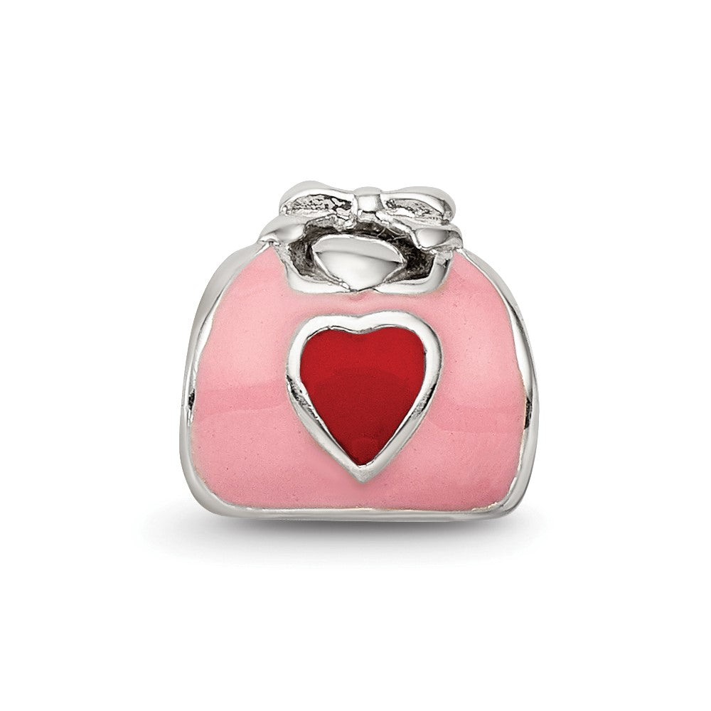 Reflections 925 Sterling Silver Pink/Red Enameled Purse Bead 8 x 8 mm
