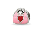 Reflections 925 Sterling Silver Pink/Red Enameled Purse Bead 8 x 8 mm