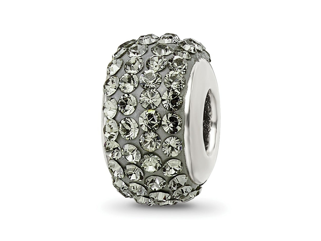 Reflections 925 Sterling Silver Silver/Grey Full Preciosa Crystal Bead 12 x 8 mm