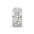 Reflections 925 Sterling Silver Double Row White Preciosa Crystal Bead 10 x 4 mm