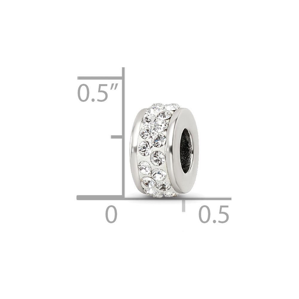 Reflections 925 Sterling Silver Double Row White Preciosa Crystal Bead 10 x 4 mm
