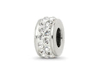 Reflections 925 Sterling Silver Double Row White Preciosa Crystal Bead 10 x 4 mm