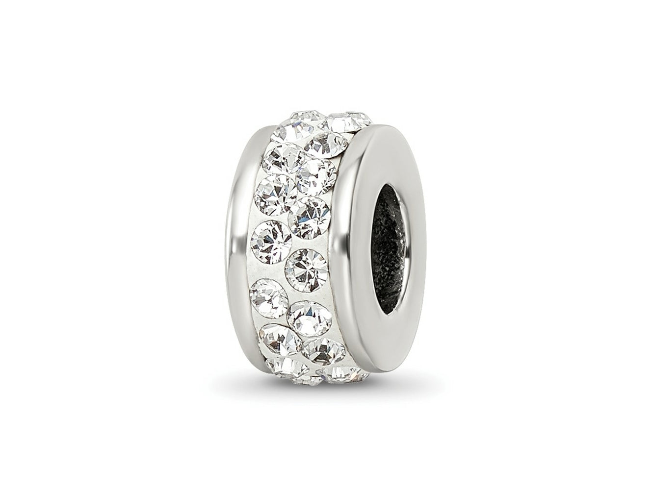 Reflections 925 Sterling Silver Double Row White Preciosa Crystal Bead 10 x 4 mm