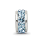Reflections 925 Sterling Silver Sky Blue Double Row Preciosa Crystal Bead 10 x 4 mm