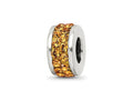 Reflections 925 Sterling Silver Orange Double Row Preciosa Crystal Bead 10 x 4 mm