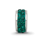 Reflections 925 Sterling Silver Green Double Row Preciosa Crystal Bead 10 x 4 mm