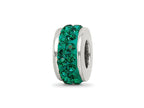 Reflections 925 Sterling Silver Green Double Row Preciosa Crystal Bead 10 x 4 mm