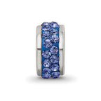 Reflections 925 Sterling Silver Blue Double Row Preciosa Crystal Bead 10 x 4 mm
