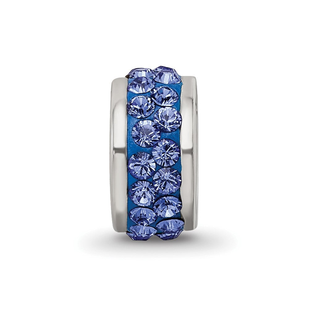Reflections 925 Sterling Silver Blue Double Row Preciosa Crystal Bead 10 x 4 mm