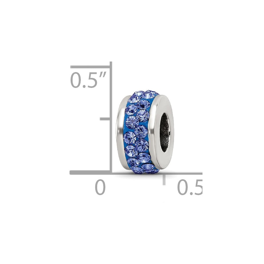 Reflections 925 Sterling Silver Blue Double Row Preciosa Crystal Bead 10 x 4 mm