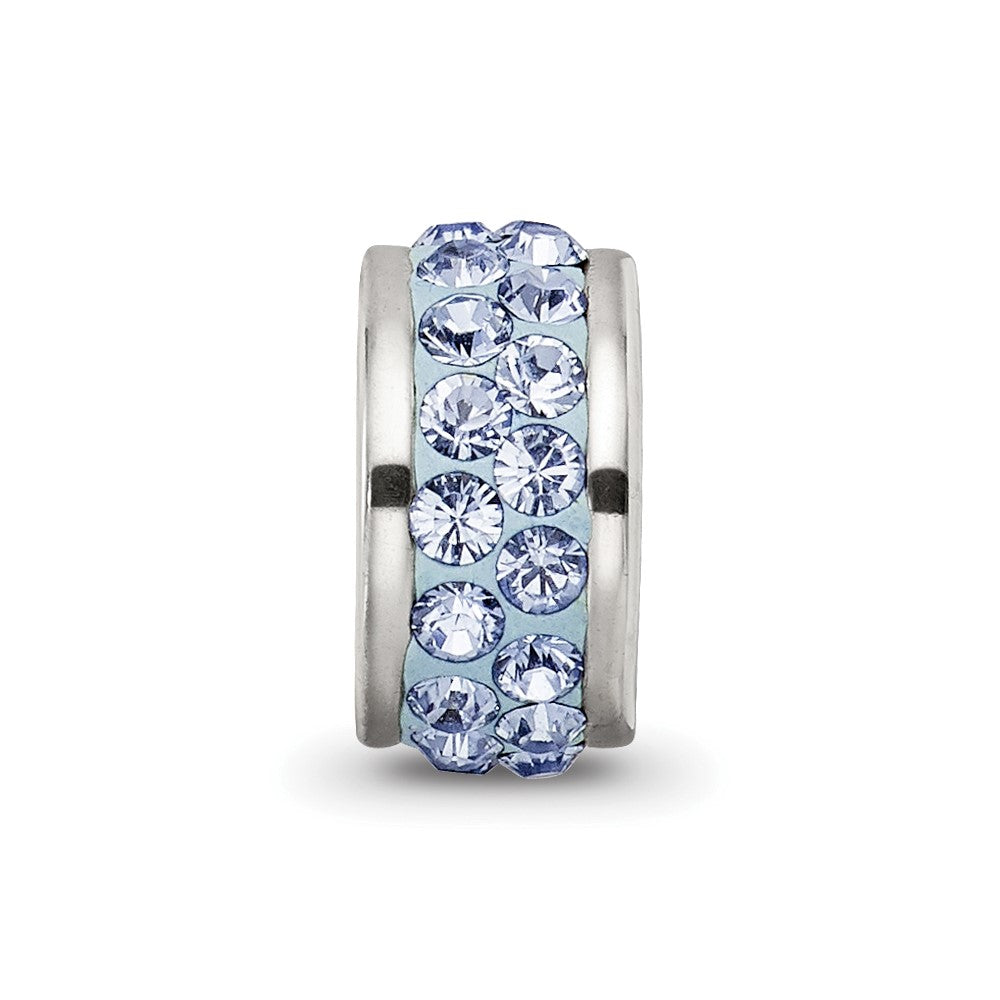 Reflections 925 Sterling Silver Light Blue Double Row Preciosa Crystal Bead 10 x 4 mm