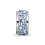 Reflections 925 Sterling Silver Light Blue Double Row Preciosa Crystal Bead 10 x 4 mm
