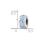 Reflections 925 Sterling Silver Light Blue Double Row Preciosa Crystal Bead 10 x 4 mm