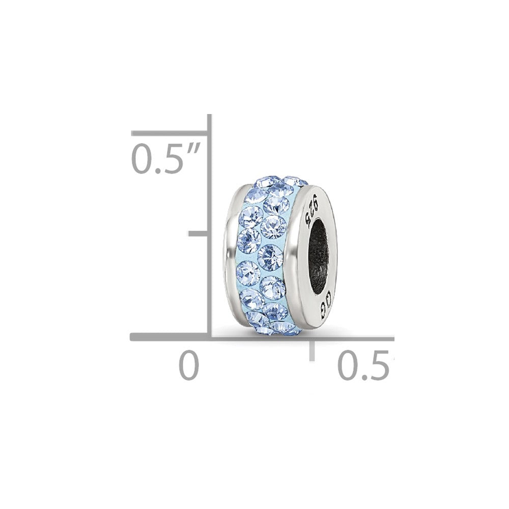 Reflections 925 Sterling Silver Light Blue Double Row Preciosa Crystal Bead 10 x 4 mm