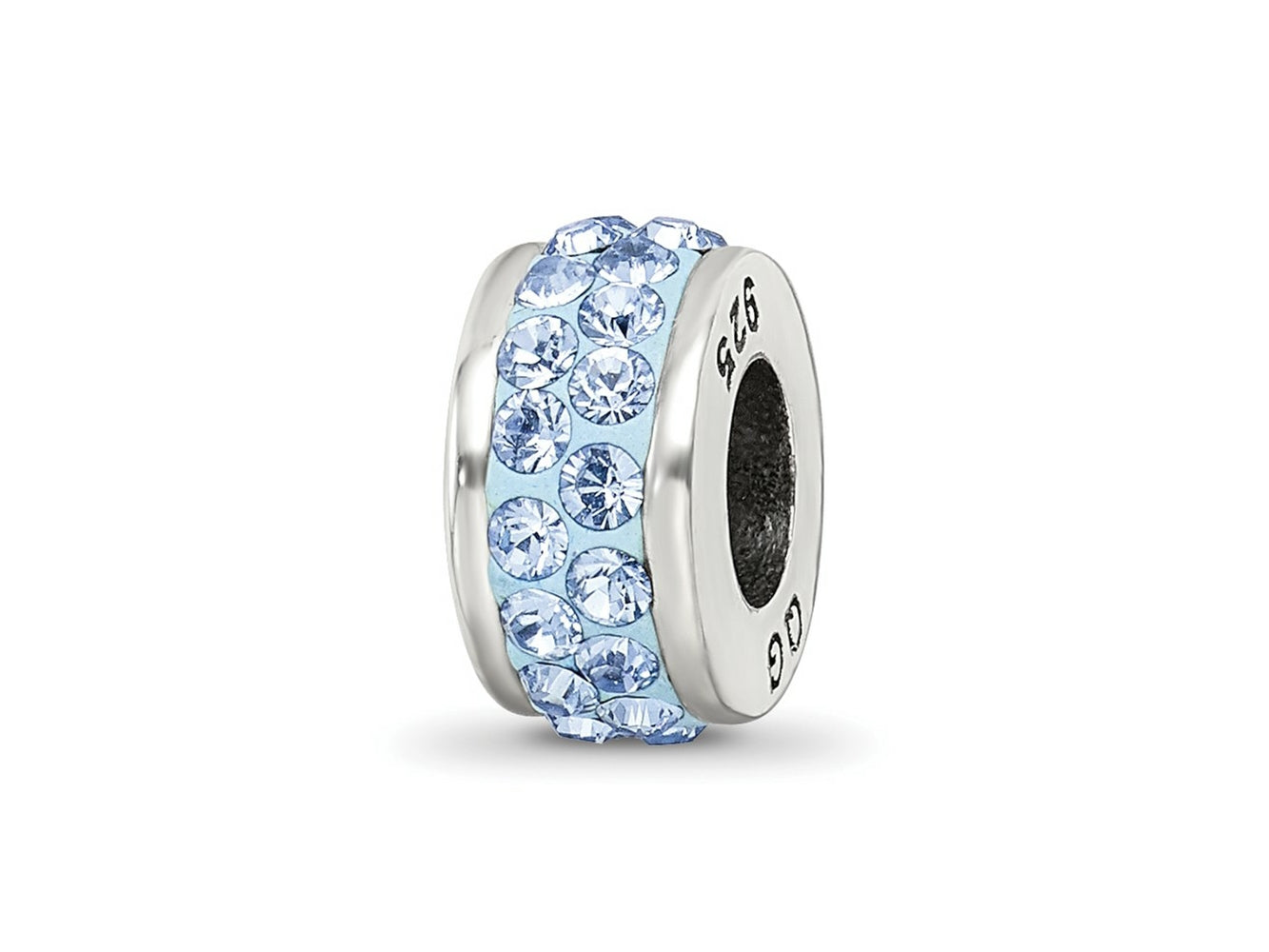 Reflections 925 Sterling Silver Light Blue Double Row Preciosa Crystal Bead 10 x 4 mm