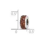 Reflections 925 Sterling Silver Brown Double Row Preciosa Crystal Bead 10 x 4 mm