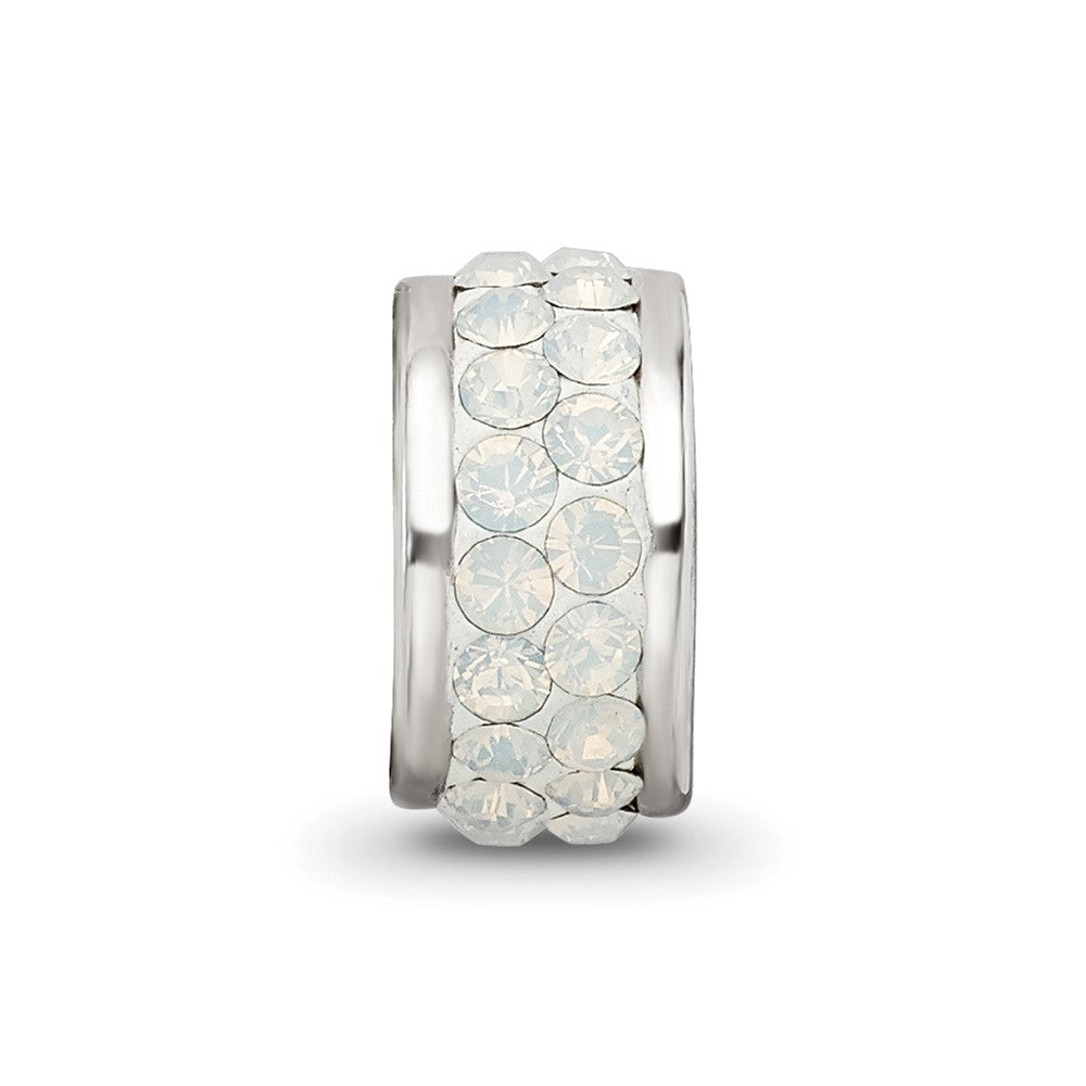 Reflections 925 Sterling Silver Cream Double Row Preciosa Crystal Bead 10 x 4 mm